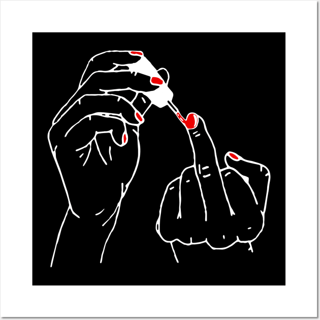 Painted Middle Finger Nail Wall Art by Alema Art